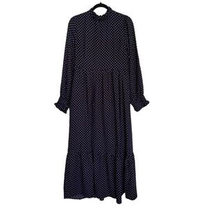 Joanie Navy Blue Corina Polka Dot Print Midaxi Dress Size US 8
